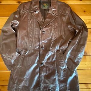 Vintage Men's Reed Sportswear Leather Coat ~ Size L (Tall) ~ Cocoa Powder Brown